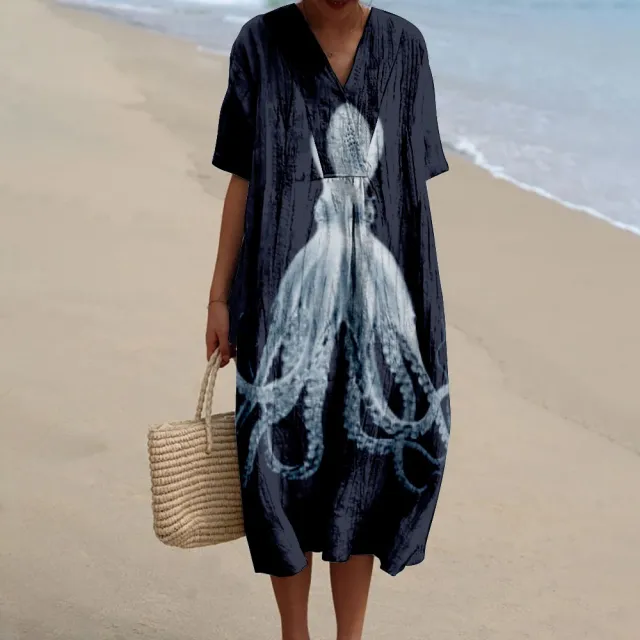 Women's Printed Short Sleeve Holiday Dress Type C Xl - Shop at LoveMi