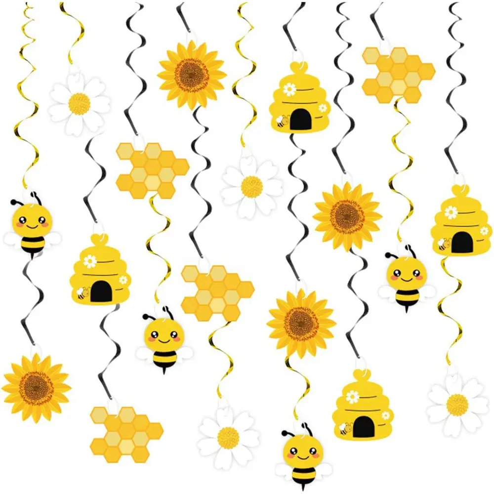 20 Pieces Bumblebee Theme Birthday Party Ornaments Children's Birthday Scene Layout Bee Hanging Ornaments