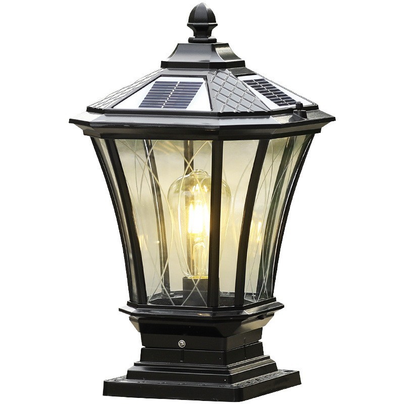 Solar Courtyard Light European Outdoor Column Headlight Waterproof Fence Gate Pillar Light Outdoor Wall Headlight