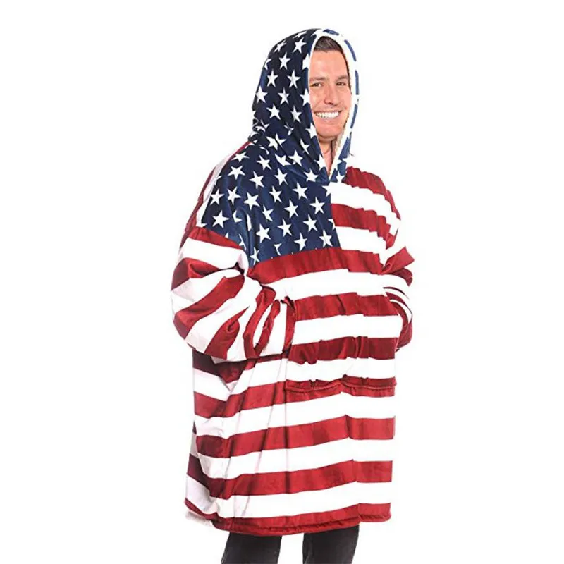 Winter New White Leopard Print Casual Hooded Free Size Sweater - American Flag