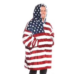 Winter New White Leopard Print Casual Hooded Free Size Sweater - American Flag - View 1