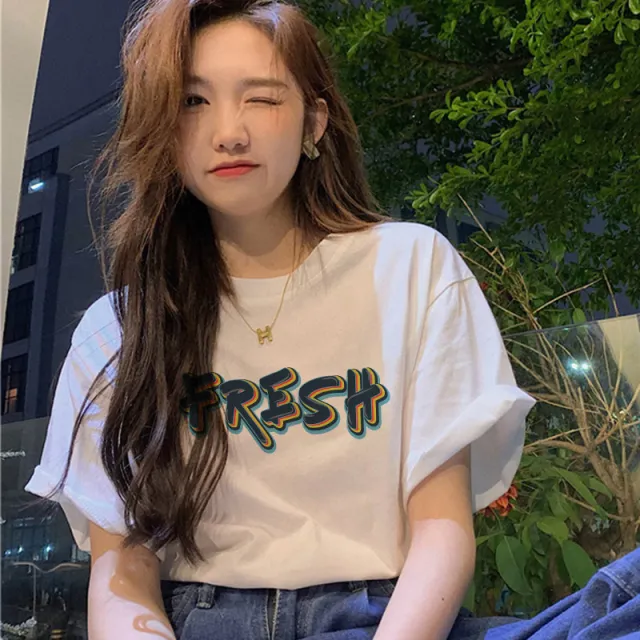 Short sleeved Women's Clothing Ins Fashion Printing Fashion All matching Fresh Xl - Shop at LoveMi