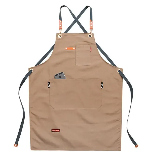 Denim Canvas Apron Restaurant Baking Barber Men's And Women's Work Clothes Khaki - Shop at LoveMi
