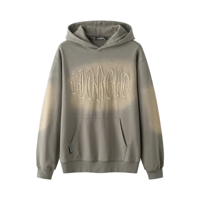 Faded Letters Three dimensional Embroidered Pullover Sweater Khaki - Shop at LoveMi