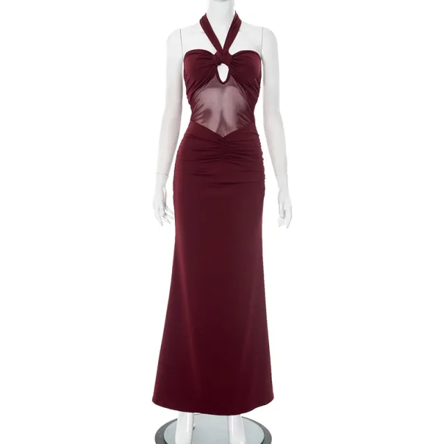 Women's Clothing Halter Backless Tulle Dress Red - Shop at LoveMi