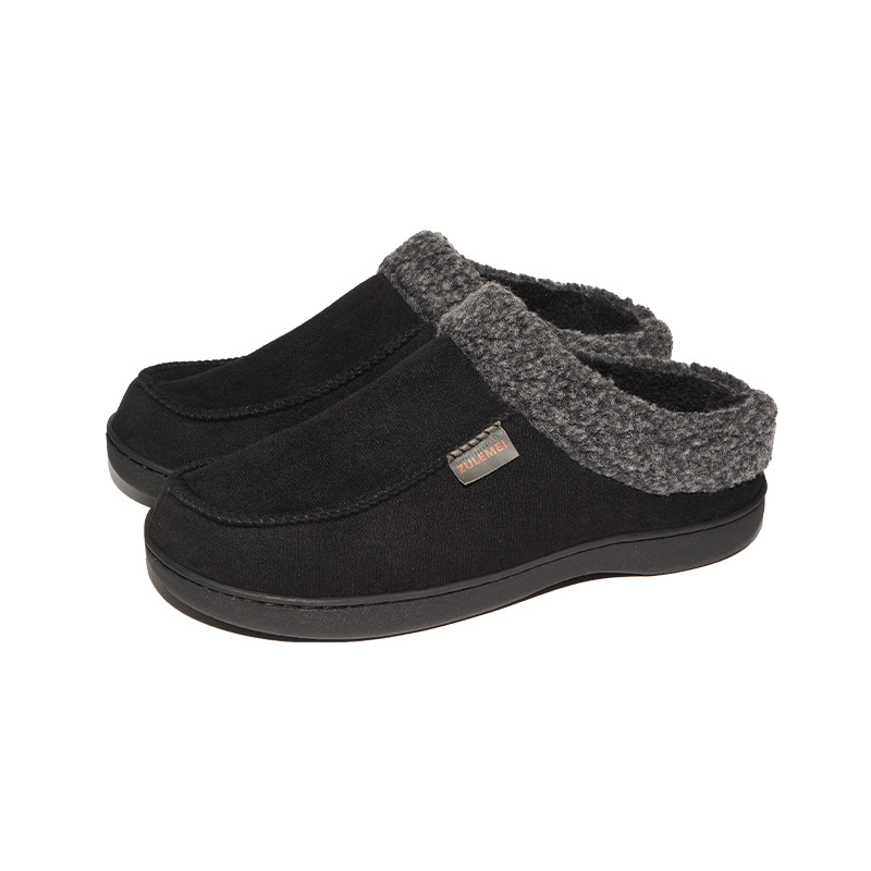 Household Winter Men's Warm Plush Fleece-Lined Thickened Non-slip Cotton Slippers - Image 3