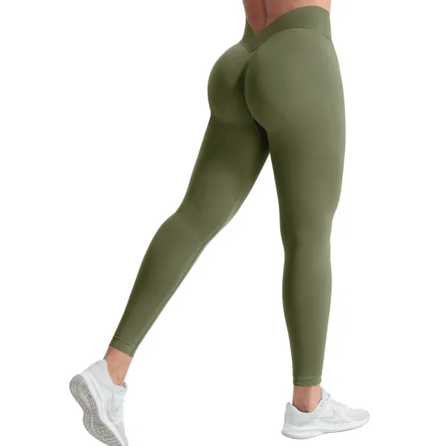 Yoga Women's High Waist Hip Lift Peach Shark Pants Army Green - Shop at LoveMi