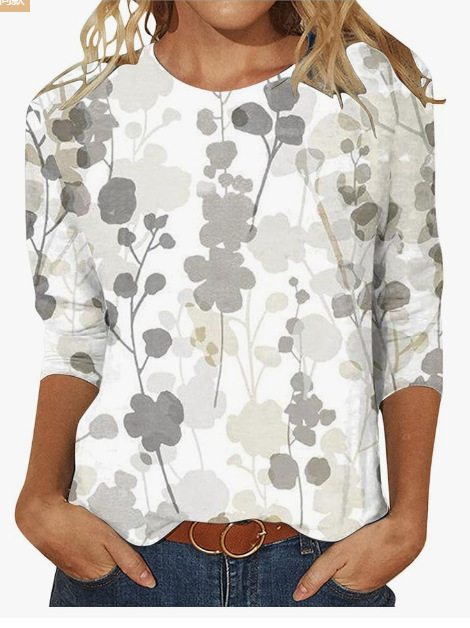 Women's 3d Digital Printing Round Neck Top