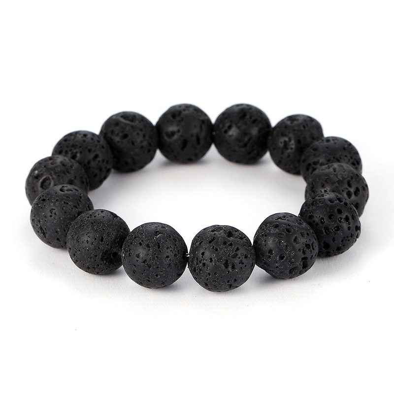 Black Lava Volcanic Rock Stretch Bracelet