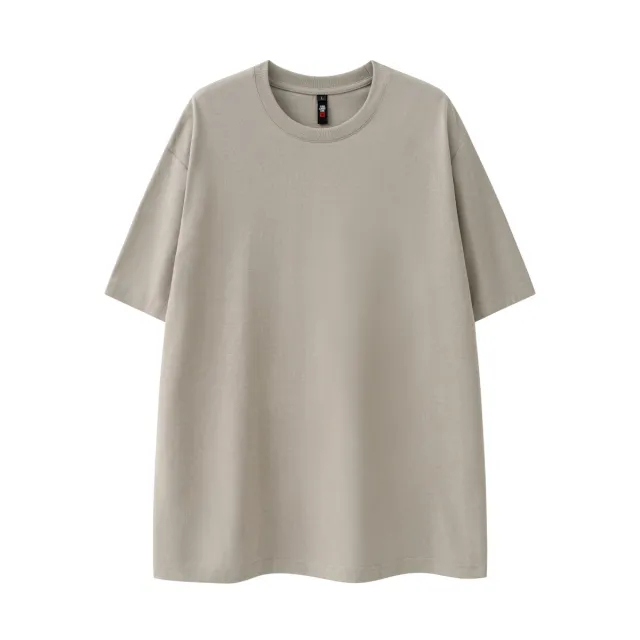 280g Pure Cotton Solid Color Short Sleeve American Casual Loose Shoulder T shirt Smoky Gray - Shop at LoveMi