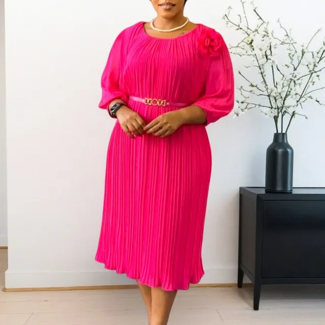 Square neck Solid color High waist Ruffled Wrap Dress Rose - Shop at LoveMi