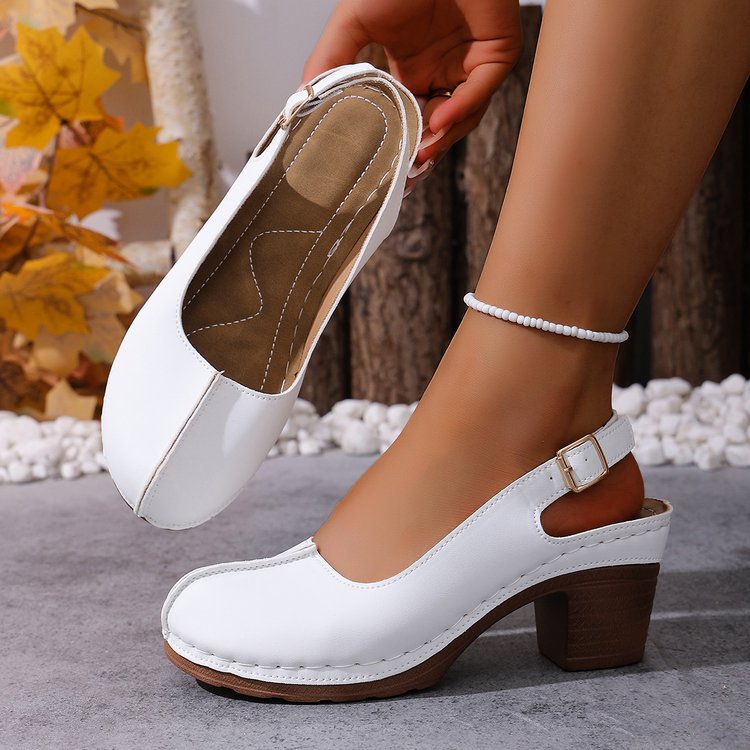 Women's Slip On Chunky Heeled Retro Sandals