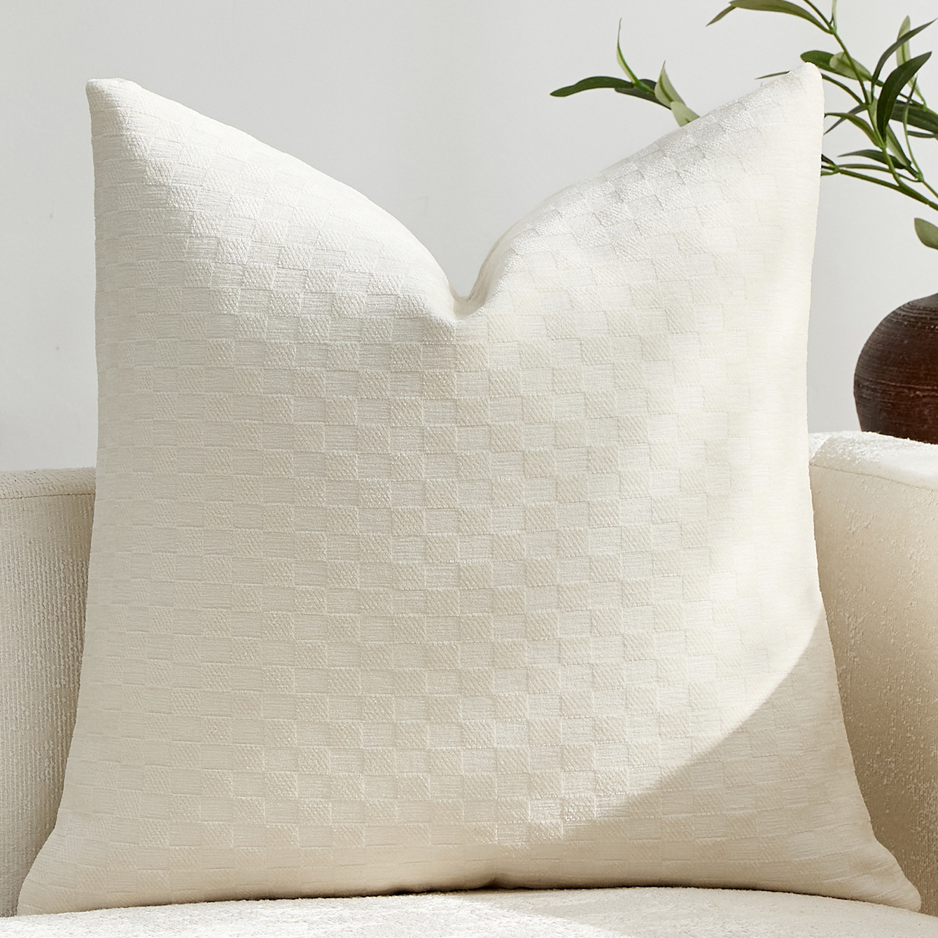 Chenille Three-dimensional Small-check Throw Pillow Sofa Cushion Cover Solid Color — foto 3