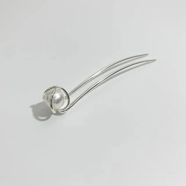 Refined Grace Pearl Metal Hairpin Bun Updo Decoration Silver - Shop at LoveMi