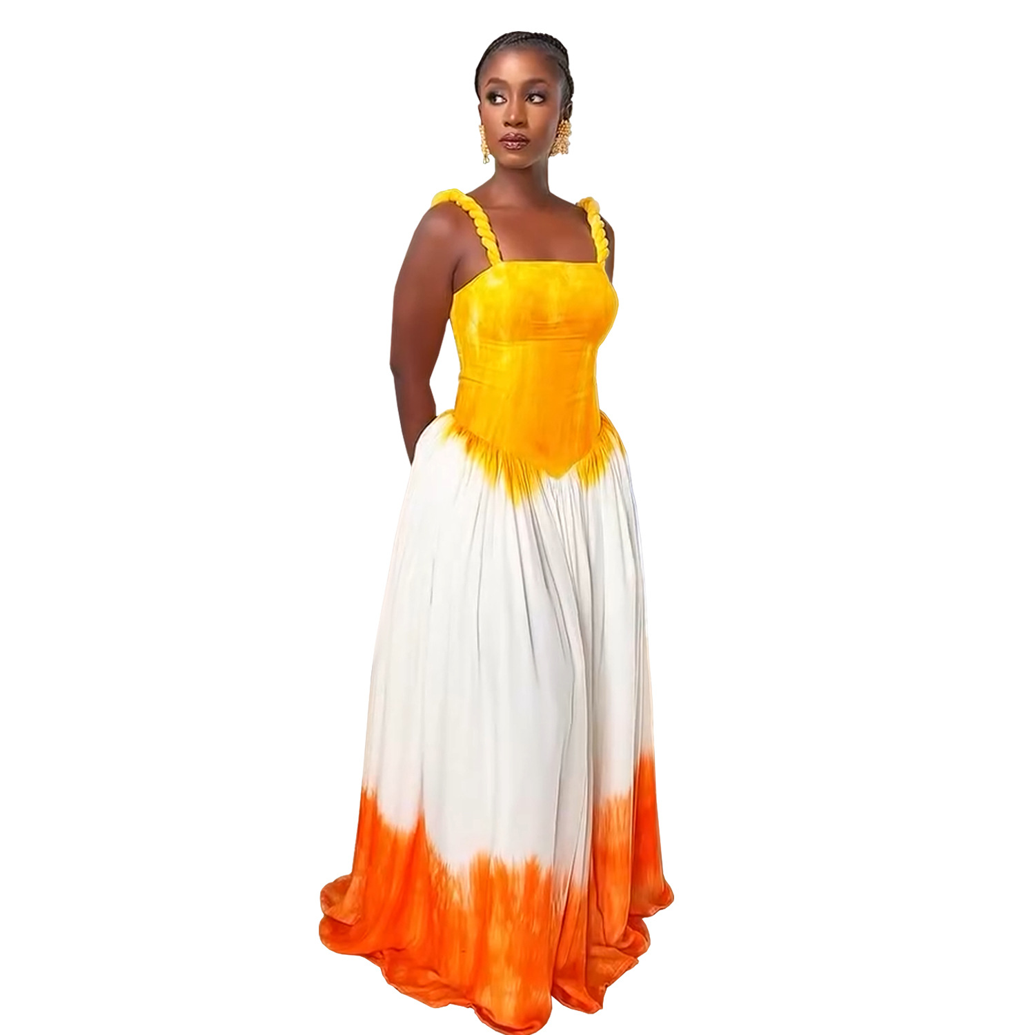 Women's Wear Loose Sling Seaside Atmosphere Dress C7487 Orange - Shop at LoveMi