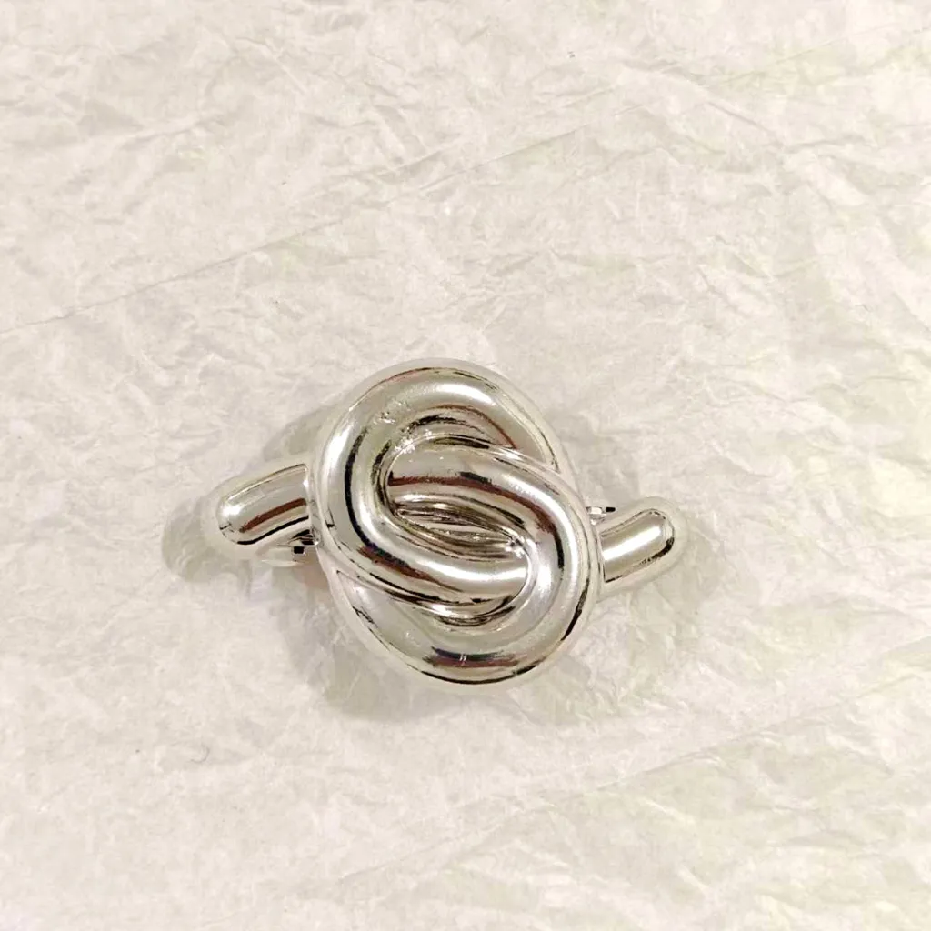 Geometric Metal Concave-convex Elastic Temperament Hair Ring Hair Rope - Silver Knot Spring Clip