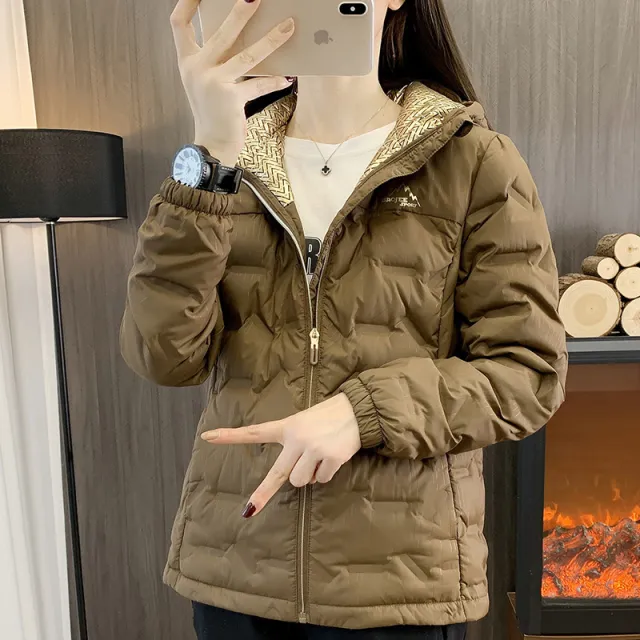 Down Jacket Women's Outdoor Sports And Casual Warm Hooded Top Coffee Brown - Shop at LoveMi