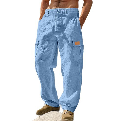 Four-season Thin Loose-fit Multi-pocket Workwear Casual Wide-leg Long Pants