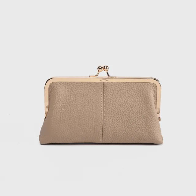Simple Fashion Retro Folding Clip Bag Long Women's Handbag Khaki - Shop at LoveMi