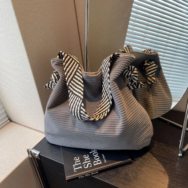 Versatile Fashion Ladies Corduroy Shoulder Bag Gray - Shop at LoveMi