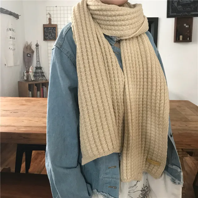 Women's Fashionable All matching Thickened Warm Wool Knitted Scarf Khaki - Shop at LoveMi