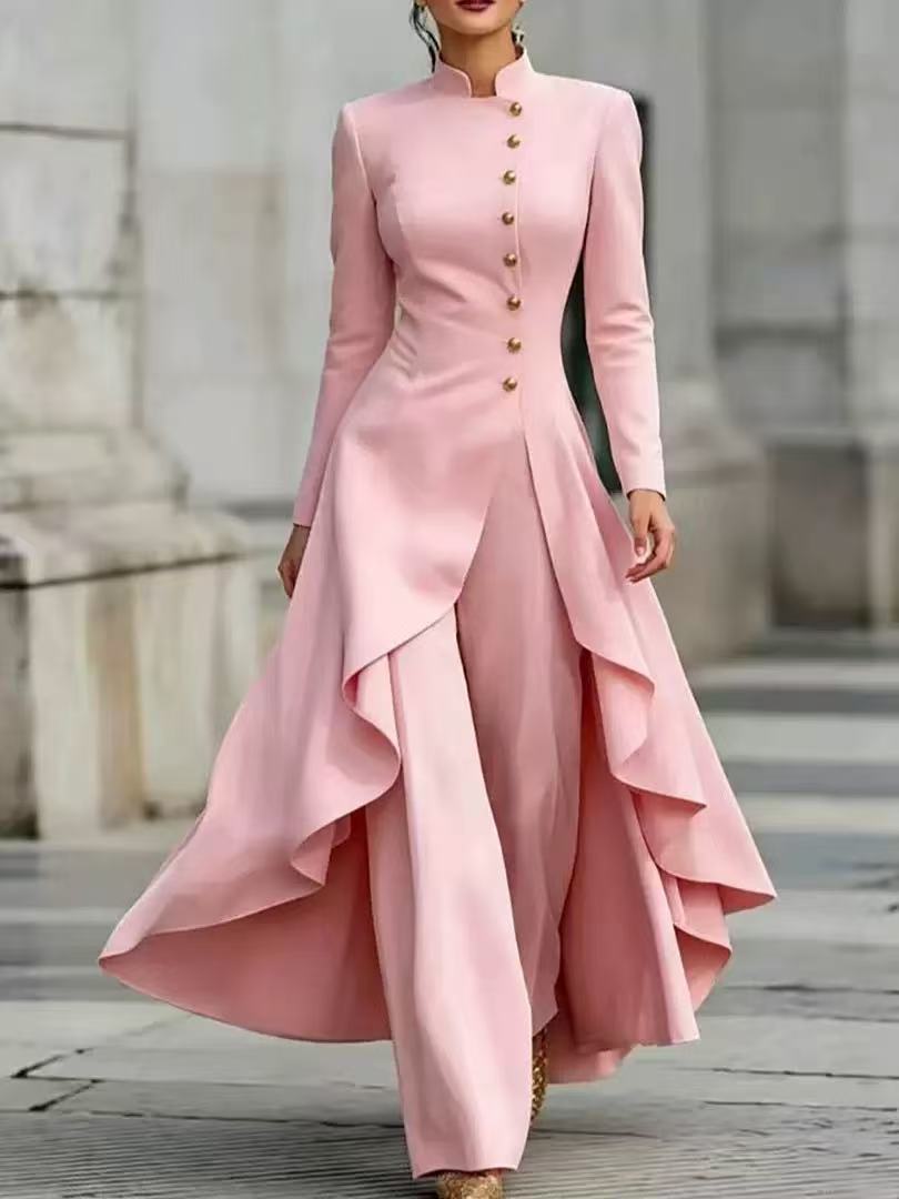 Fashionable Solid-color Belted Suit Set For Women 4