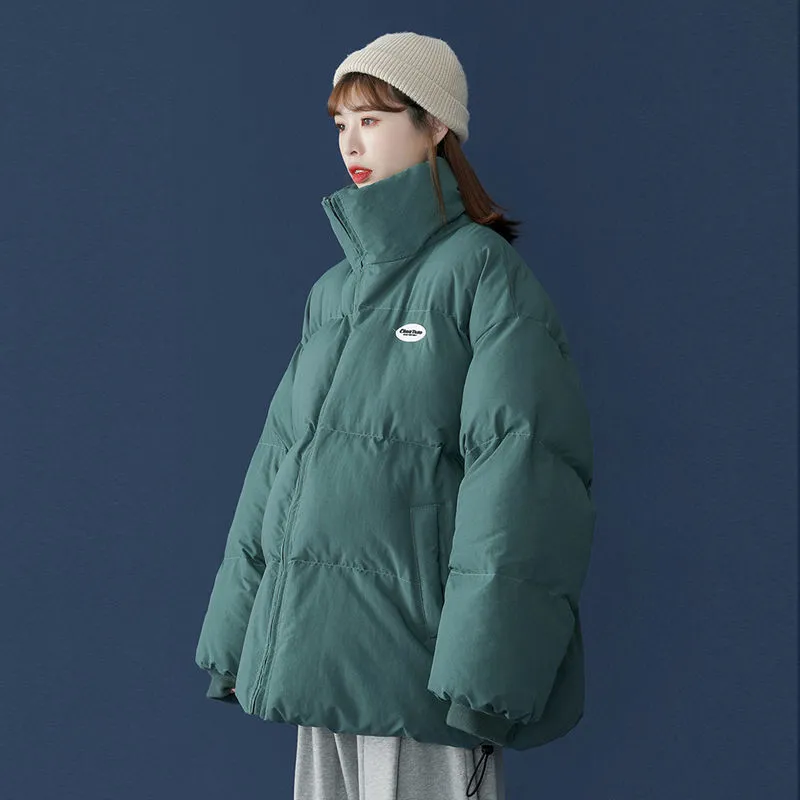Loose Short Down Jacket Cotton Women's Coat - 1937 Peacock Green