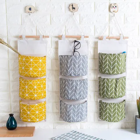 Simple Household Cotton and Linen Waterproof Storage Hanging Bag