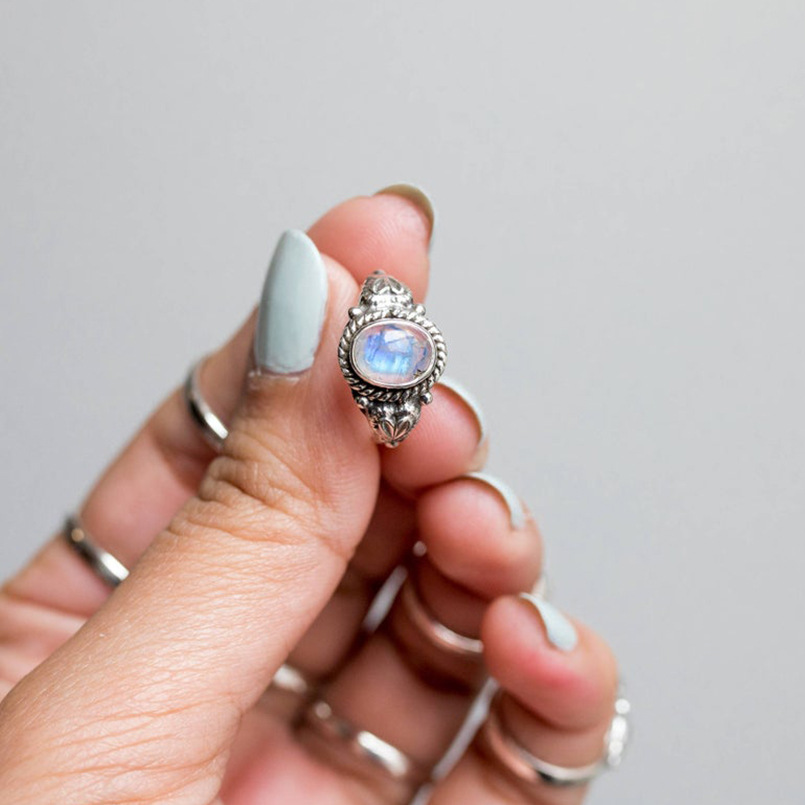 Women's Alloy Moonstone Resin Ring