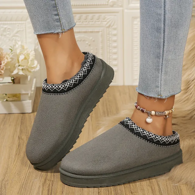 Fashionable Women's Snow Boots, Half slippers, Cotton Shoes, And Thickened Plush Slippers Gray - Shop at LoveMi