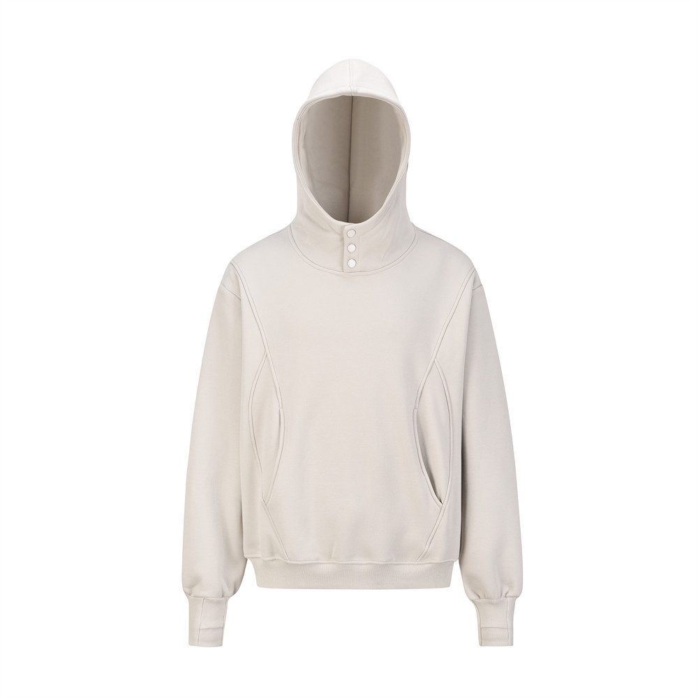 American Style Loose Solid Color Hooded Fleece Lined Sweater