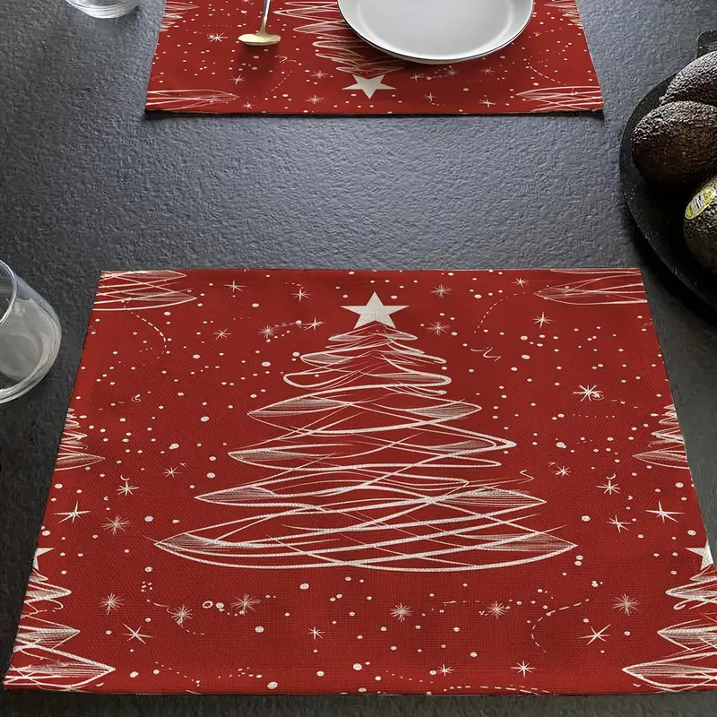 Christmas Holiday Party Table Insulation Mat Christmas Tree Linen Printing