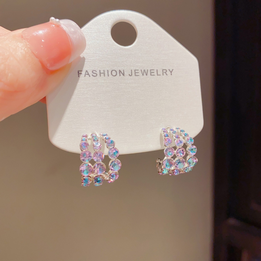 Fashionable And Versatile Colorful Geometric Stud Earrings
