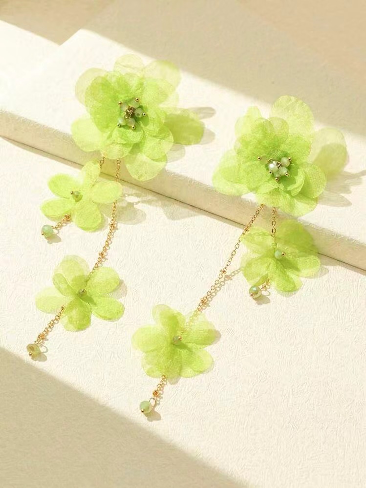 Stylish And Elegant Crystal Petal Long Tassel Earrings With A Cultural Creative Vibe