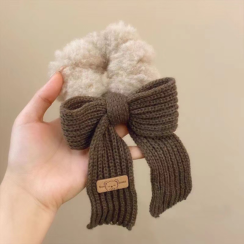 Title 9, New Autumn And Winter Wool Bow Plush Hair Ring