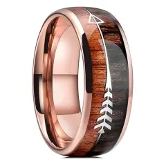 Men's 8mm Arrow-shaped Inlay Stainless Steel Ring - Style 9 - View 1