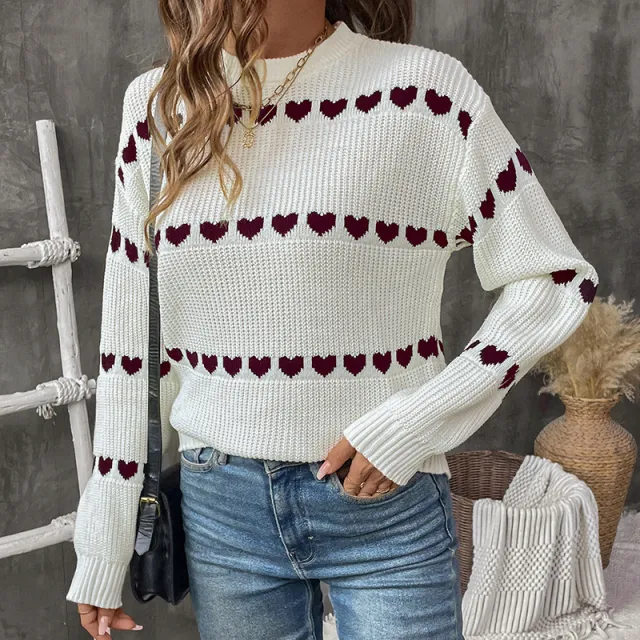Sweet Cute Casual Dating Long Sleeve Love Sweater For Women Red - Shop at LoveMi
