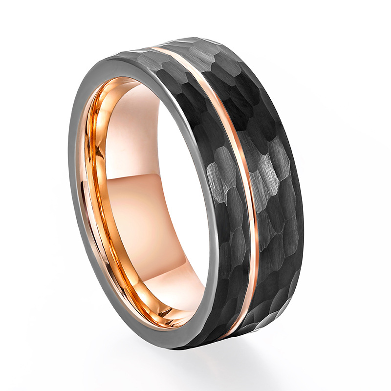 Hammer Pattern Concave-convex Brushed Ring Tungsten Steel Two-color