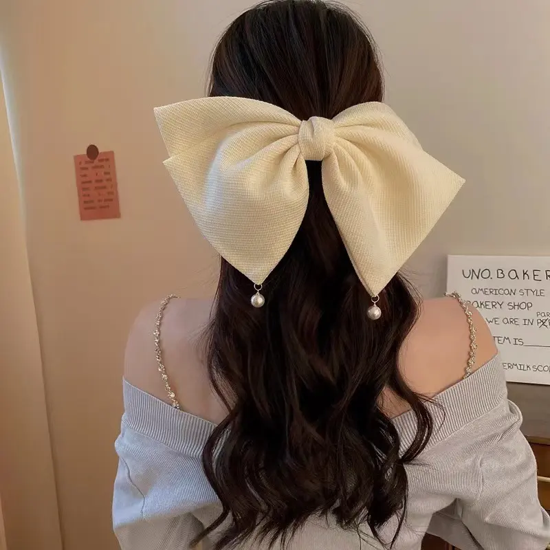 New Large Bow Barrettes Spring Clip for Women