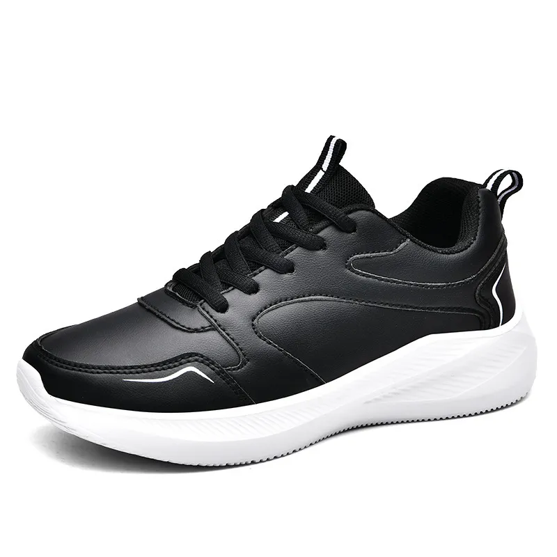 Waterproof Leather Soft Bottom Casual Sneaker Women - Black