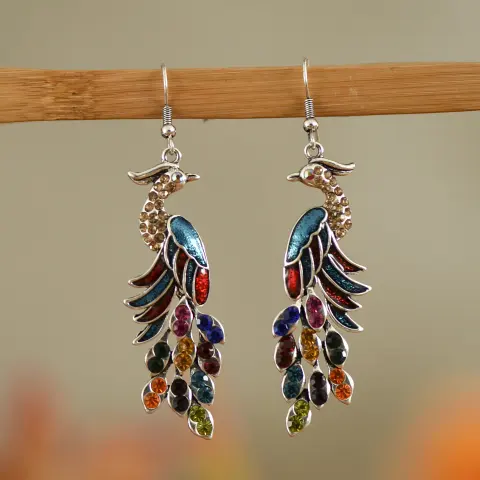 Texture Peacock Earrings Retro