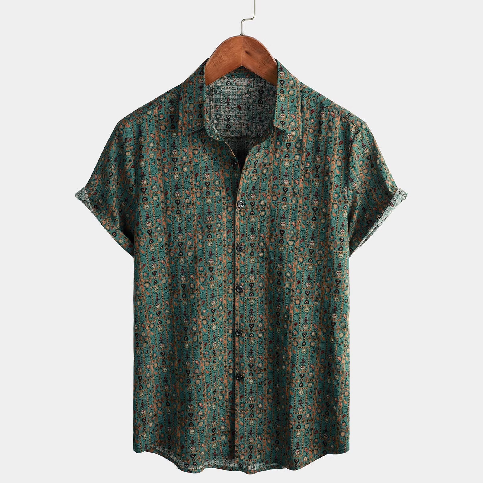 Men's Loose-fit Lapel-button Pocket Short-sleeve Shirt