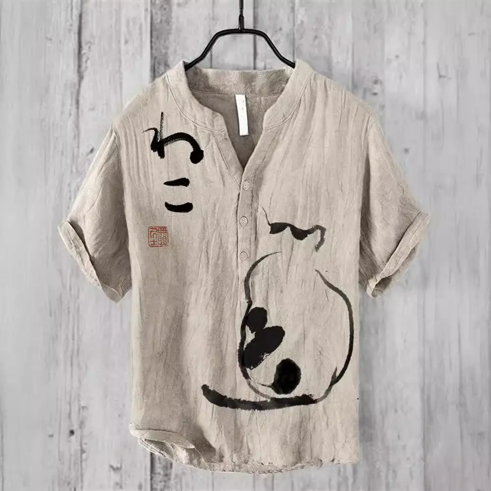 Plus Size Digital Printing Men's Short Sleeve