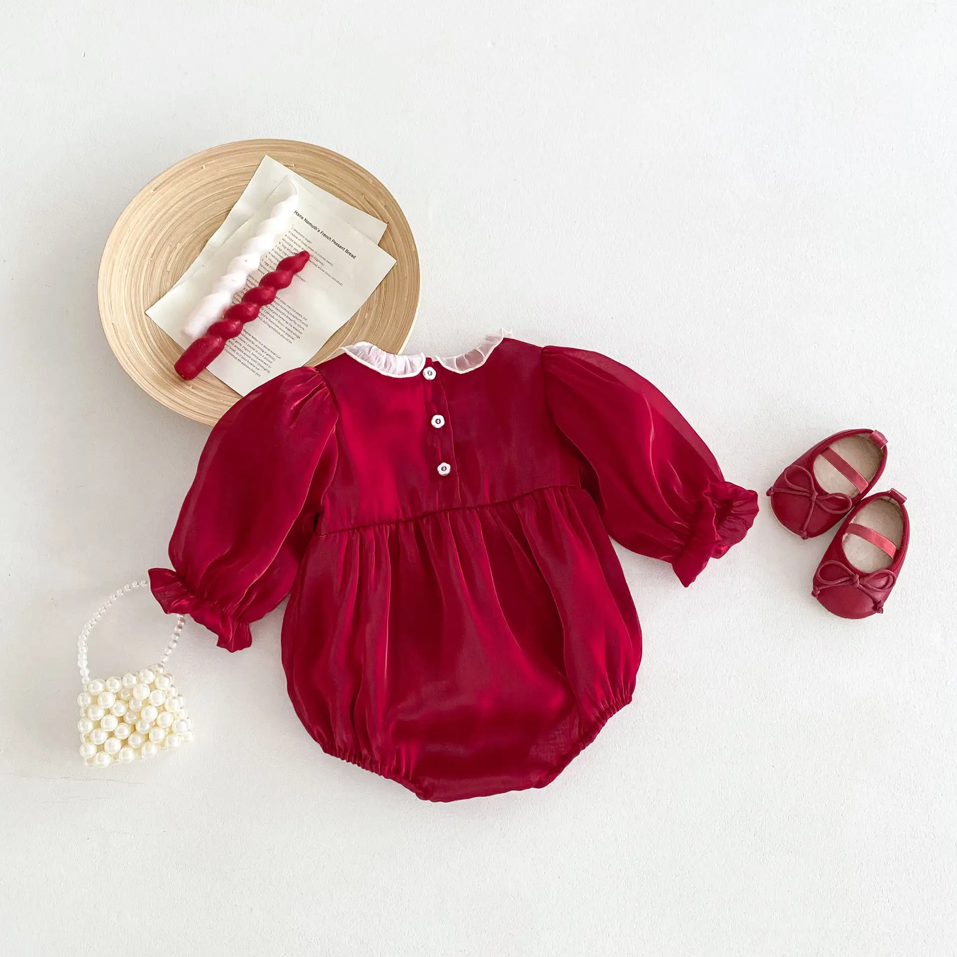 Newborn Red Festive Jumpsuit Long Sleeve