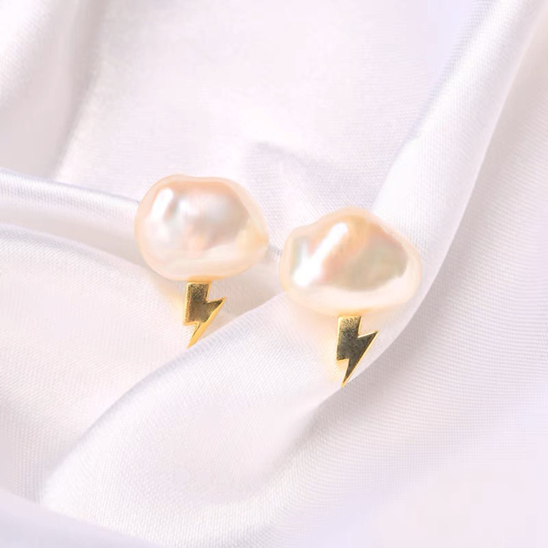 Natural Freshwater Pearl Cloud Baroque Clavicle Chain Earrings - 7