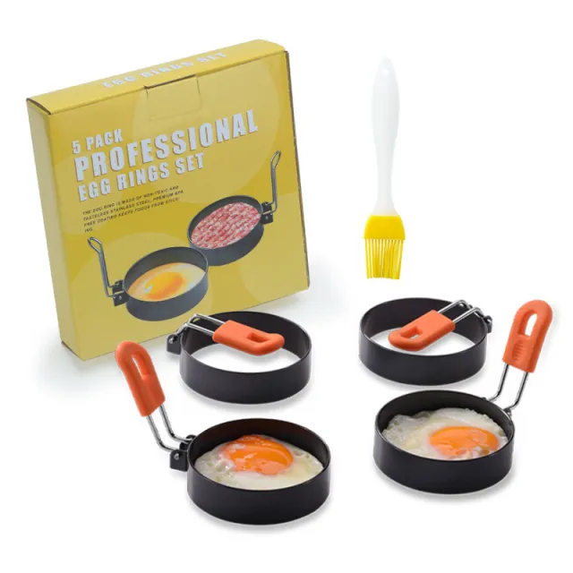 Creative Thickened Stainless Steel Non Stick Coated Circular Frying Pan 5 Pieces Silicone Handle - Shop at LoveMi