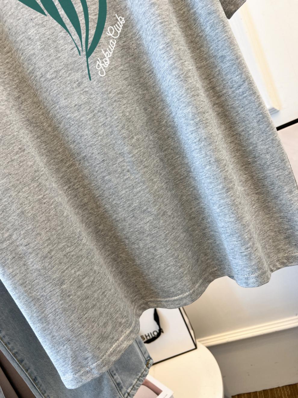 Combed Cotton Printed Summer Clothing Short Sleeve T-shirt Women's Loose Korean Style