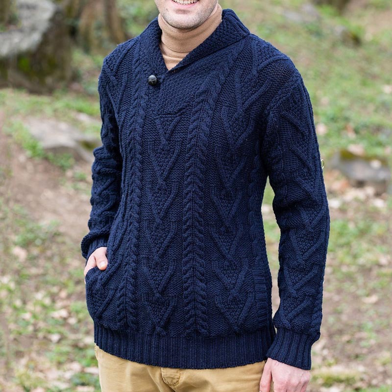 Solid-Color Long-Sleeve Knit Sweater