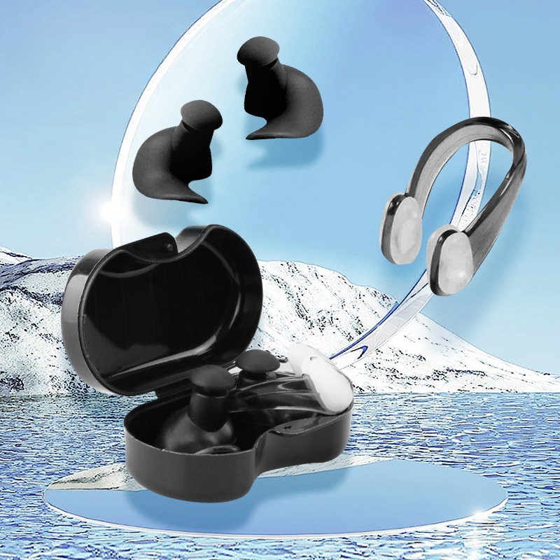 New Style Swimming Spiral Earplugs Waterproof Earplugs Nose Clip Earplug Set