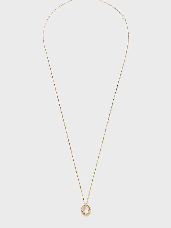 Moonstone Diamond 925 Silver 10k Gold Necklace